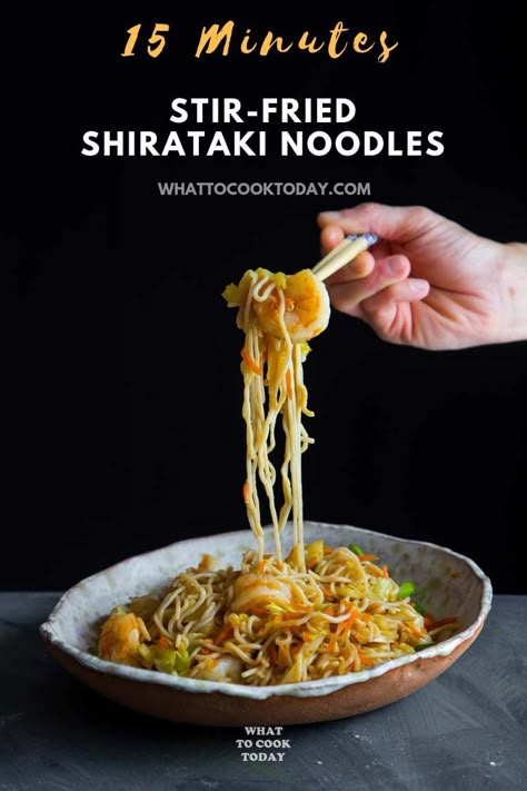 Shirataki Recipes, Miracle Noodles Recipe, Low Carb Noodles, Resep Pasta, Miracle Noodles, Shirataki Noodles, Resep Diet, Homemade Noodles, Fried Shrimp