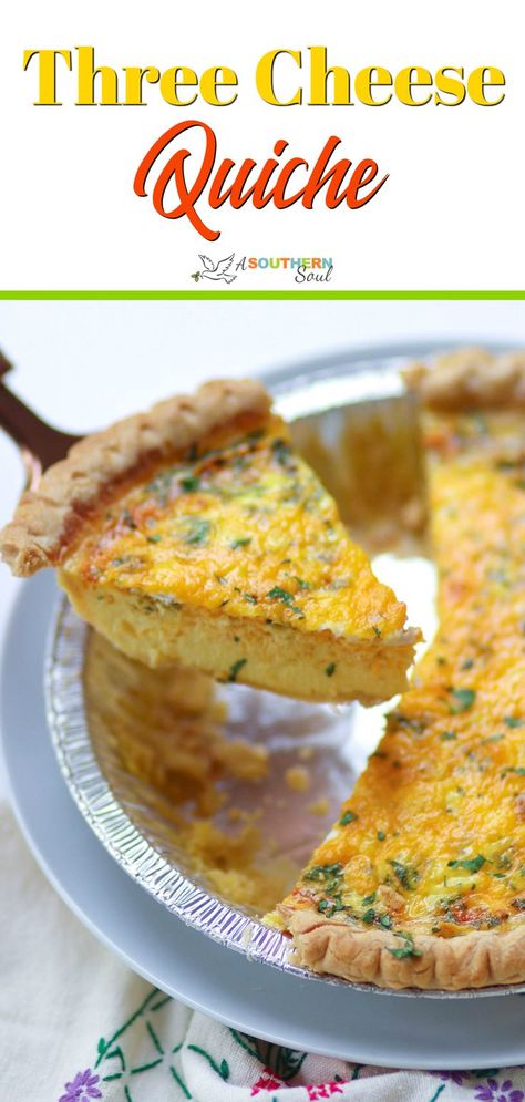 Easy to make Three Cheese Quiche with cheddar, mozzarella and Parmesan is a great main dish for breakfast, brunch or a weeknight meal. It’s an excellent make ahead recipe that freezes beautifully, to help save time and reduce stress in the kitchen! #cheesequiche #quiche #easyrecipe Quiche With Cheddar Cheese, Quiche With Mozzarella Cheese, 12 Tomatoes 3 Cheese Quiche, Quiche Recipes Cheese, Make Ahead Quiche Recipes, Cheese Quiche Recipes Easy, Cheese Quiche Recipes, Egg And Cheese Quiche, Cheddar Cheese Quiche