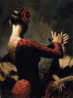 flamenco dancer painting by The Santa Fe VIP, via Flickr Women In Red, Fabian Perez, Dancer Painting, Spanish Dancer, Flamenco Dancing, Jitterbug, Dance Paintings, Flamenco Dancers, Shall We Dance