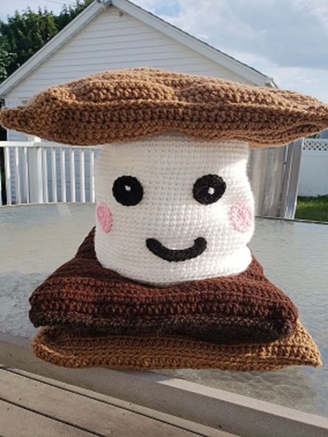 Crochet A S’Mores Pillow – Get the Pattern! | KnitHacker Photo Pattern, Copy Paper, Yarn Projects, Color Photo, Worsted Weight Yarn, Worsted Weight, Post Office, Etsy Store, Crochet Pattern