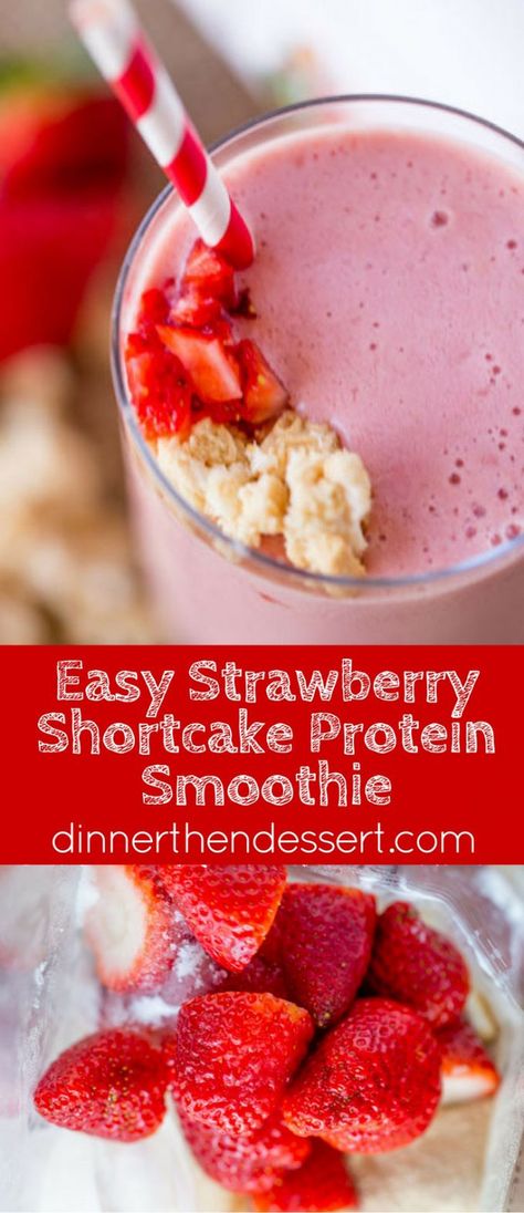 Strawberry Shortcake Smoothie made with Burt’s Bees Vanilla Protein Shake powder makes the most amazing cake-y healthy smoothie you'll want to help shake up healthier eating. Strawberry Shortcake Smoothie, Protein Shake Powder, Vanilla Protein Shake, Apricot Smoothie, Vanilla Protein Shakes, Protein Powder Shakes, Strawberry Protein, Protein Shake Smoothie, Protein Smoothies