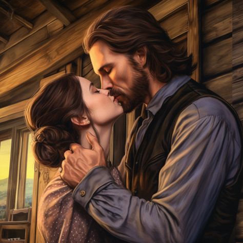 Old Western Romance Aesthetic, Western Pictures, Romance Book Covers Art, Romance Covers Art, Three Eyes, Favorite Paintings, Couple Sketch, Romantic Paintings, Fantasy Couples