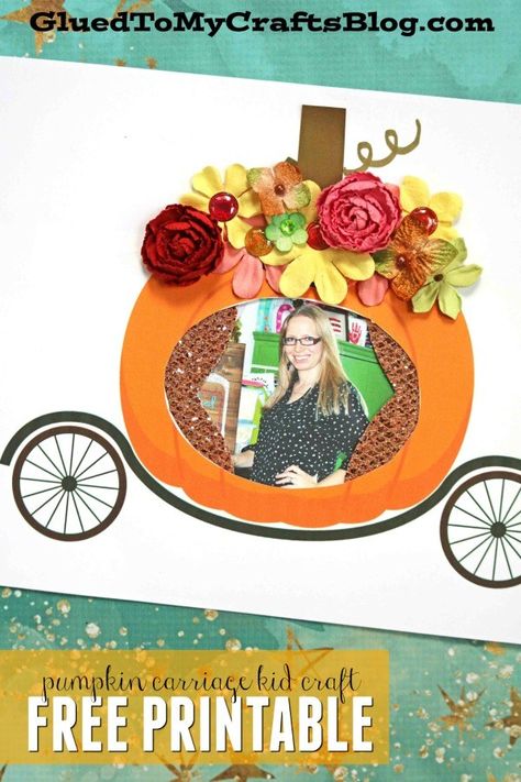 Paper Pumpkin Carriage - Fall Themed Kid Craft Idea - Free template included to get you started! #gluedtomycrafts Pumpkin Cinderella Carriage, Pumpkin Cinderella, Cinderella Crafts, Preschool Autumn, Pumpkins Preschool, Cinderella Pumpkin Carriage, Princess Pumpkin, Fairy Tale Crafts, Cinderella Pumpkin