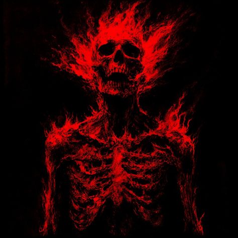 #darkart #skeleton #skull #morbid #red Demon Aestethic Red, Skull Pfp, Rage Art, Red Skeleton, Red And Black Snake, Dark Souls Artwork, Blood Wallpaper, Cybergoth Anime, Beauty Behind The Madness