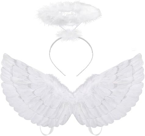 Amazon.com: HANDIC Angel Costume Wings and Halo White Angel Adult Wings for Kids Woman's Girls Halloween Christmas : Clothing, Shoes & Jewelry White Angel Costume, Halloween Birthday Decorations, Angel Ideas, Wings And Halo, Angel Wings Costume, Costume Wings, Christmas Pageant, Halo Headband, Angel Costume