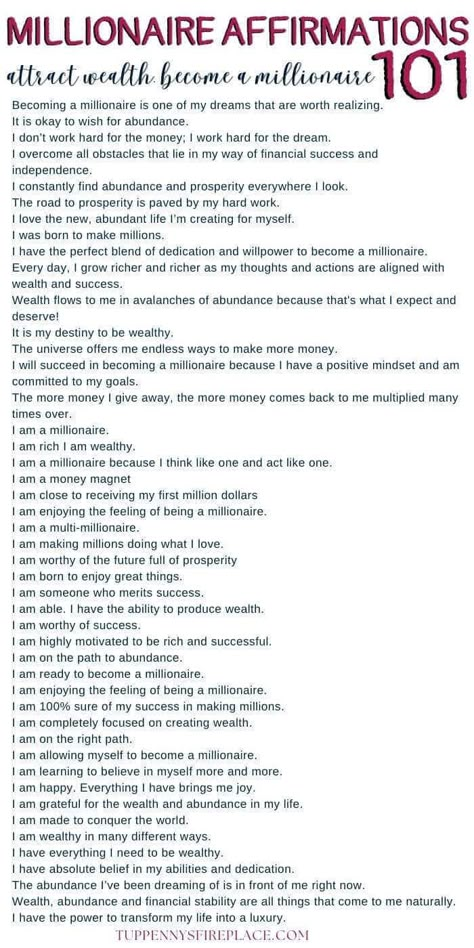 I Am A Millionaire, Daily Affirmations Success, Millionaire Affirmations, Affirmations For Wealth, Multi Millionaire, Money Mindset Quotes, Money Prayer, Money Affirmation, Millionaire Mindset Quotes