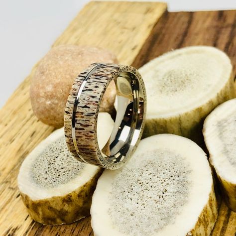 Antler Ring, Antler Wedding Band, Mens Wedding Band, Antler Titanium Ring, Deer Antler Ring, Anniver Rustic Antler Wedding, Deer Antler Wedding Band, Antler Wedding Band, Deer Antler Ring, Antler Wedding, Wedding Bands For Men, Mens Wedding Ring, Antler Ring, Black Wedding Band