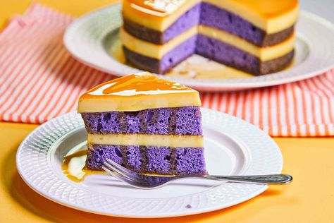 Ube Leche Flan Cake | New Gen Baker Ube Flan Cake Recipe, Ube Leche Flan Cake, Leche Flan Cake Recipe, Ube Flan, Leche Flan Cake, Filipino Dessert Recipes, Custard Cake Recipes, Ube Recipes, Flan Cake