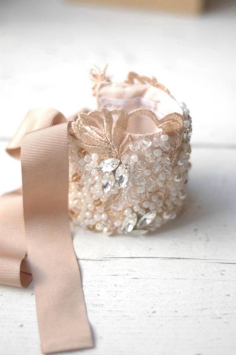 Bridal bracelet, wedding cuff by www.parantparant.se Wedding Cuff Bracelet, Bridal Shower Prizes, Raindrops And Roses, Bridal Cuff, Wedding Cuff, Blushing Bride, Lace Cuffs, Rustic Bridal, Pink Peony