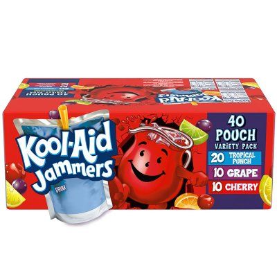 Kool Aid Jammers, Kool Aid Flavors, Cherry Drink, Kids Juice, Punch Drinks, Kid Drinks, Tropical Punch, Grocery Foods, Fruity Drinks