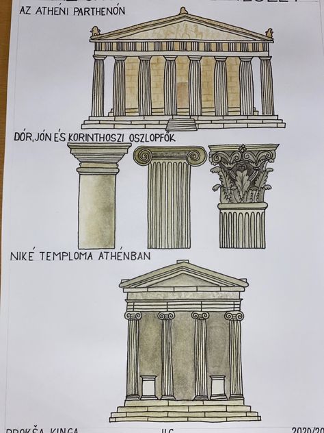 #ancientgreekarchitecture #drawing #greekarchitecture #parthenon #doric #jonic #korinthian #nike #nikechurch #athens #architecture #architectureartprojects Greek Parthenon Drawing, Greece Architecture Drawing, Parthenon Drawing Architecture, Greek Architecture Sketch, Architecture House Design Drawing, Acropolis Drawing, Parthenon Sketch, Roman Architecture Drawing, Parthenon Drawing