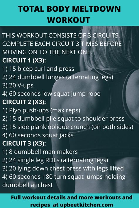 Build muscle and rev your metabolism with this full body circuit workout that consists of lots of curls, presses, squats, jumps, and core work! #circuitworkout #weighttraining #strengthtraining Metabolic Circuit Workout, Hiit Circuit Workout, Accessory Workout, Circuit Workout Gym, Gym Programs, Full Body Circuit Workout, Quick Full Body Workout, Circuit Workouts, Dumbbell Workouts