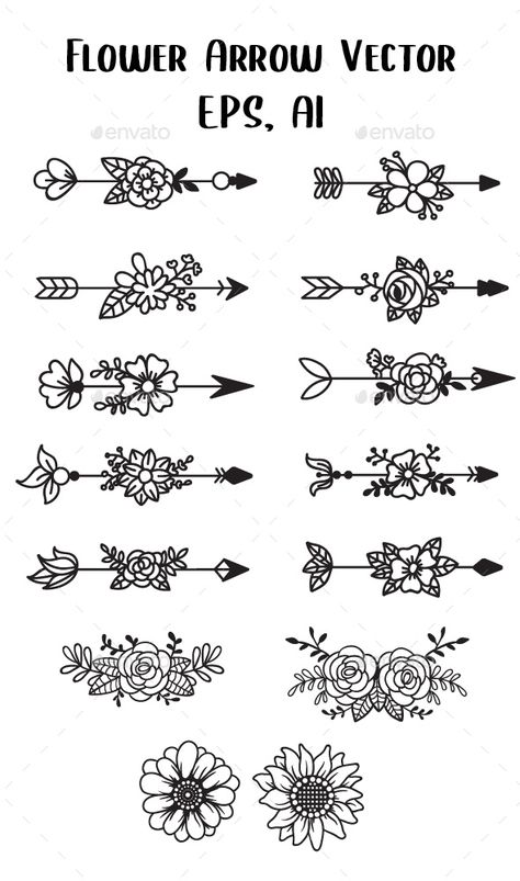 Flowers Arrow Vector Flower Arrow, Arrow Vector, Vector Flowers, Buy Flowers, Magazine Template, Flower Design, Vector File, Tattoos, Flowers