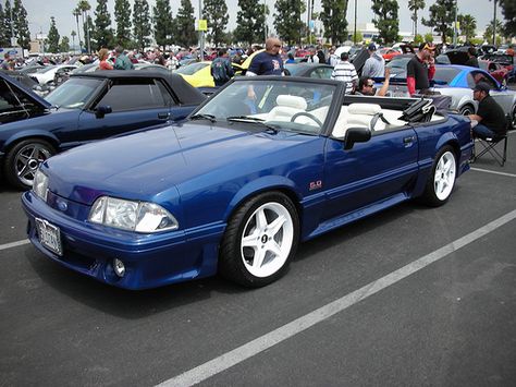 FORD MUSTANG 5.0 GT FOXBODY CONVERTIBLE with WHITE COBRA R WHEELS | Flickr - Photo Sharing! Stolen Car, Fox Mustang, Roadster Car, Mustang Parts, Fox Body Mustang, Hummer Cars, Ford Mustang Car, Classic Mustang, Cool Car