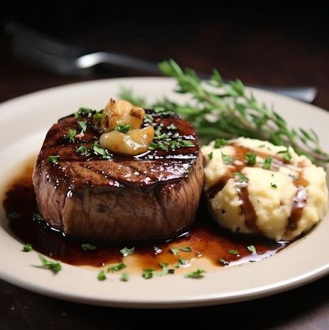 French fillet mignon steak with mashed potato, premium fine dining dish royalty free stock images Fine Dining Filet Mignon Plating, Fillet Steak Fine Dining, Fine Dining Steak, Baked Turkey Wings, Mignon Steak, Fillet Steak, Turkey Wings, Sliced Steak