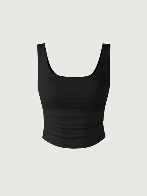 Ruched Square Tank Top – OGLmove Black Tank Top Png, Square Tank Top, Rodeo Clothes, Black Cropped Tank Top, Supernatural Dr, Rib Fabric, Capsule Outfits, Birthday Wishlist, Pinterest Closet