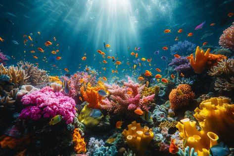 Colorful coral reef with tropical fish, great for underwater and marine life concepts. World Ocean Day. royalty free stock photos