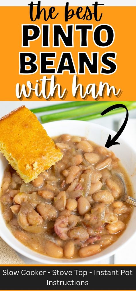 Ham And Beans Recipe Slow Cooker, Crockpot Brown Beans And Ham, Brown Beans Recipe Crock Pot, Crock Pot Pinto Beans And Ham, Slow Cooker Beans And Ham, Pinto Beans And Ham Crockpot, Crockpot Brown Beans, Ham And Pinto Bean Soup Recipes, Easy Pinto Beans In The Crock Pot