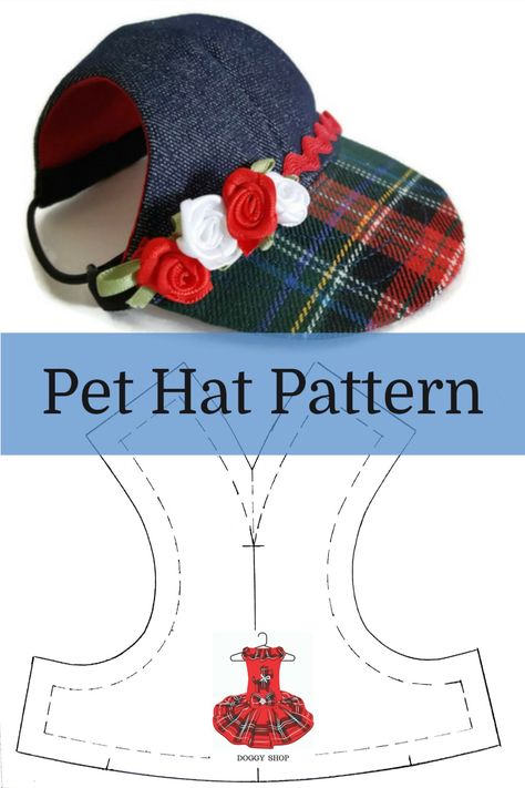 Dog Hat Pattern Free, Dog Costume Sewing Pattern, Dog Hats Diy Free Pattern, Dog Hat Patterns Free Printable, Dog Clothes Sewing Patterns Free, Dog Hat Pattern Sewing, Easy Dog Clothes Diy, Pet Clothes Patterns Free Printable, Dog Hat Sewing Pattern