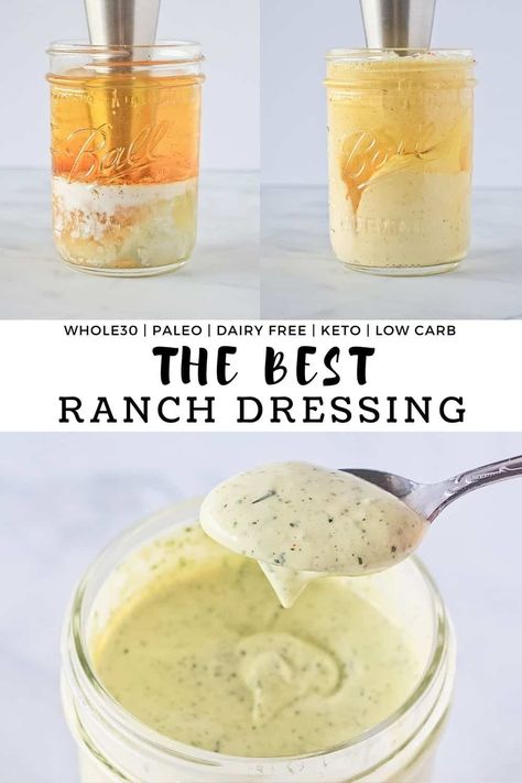 Thick and ultra creamy and made with simple healthy clean ingredients, this is undoubtably The Best Ranch Dressing Recipe you'll ever have! This homemade ranch dressing is dairy free, keto, Whole30 and paleo. It's so easy and comes together in minutes! #finishedwithsalt #ranchdressing #dairyfree #whole30 #keto #paleo #healthy #easy | finishedwithsalt.com Best Ranch Dressing Recipe, Keto Ranch Dressing Recipe, Best Ranch Dressing, Spicy Ranch Dressing, Healthy Ranch Dressing, Ranch Dressing Recipe, Homemade Ranch Dressing, Homemade Ranch, Whole30 Recipes