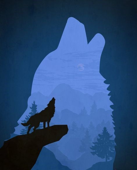 Wolf Pictures Drawing, Wolf Shadow Drawing, Easy Wolf Painting, Wolf Silhouette Painting, Wolf Painting Acrylic Easy, Sillouhette Art, Cool Silhouette Art, Silhouette Drawing Ideas, Silouttes Art