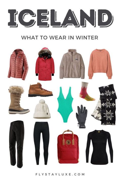 Iceland What To Pack, Pack For Iceland In Winter, What To Wear In Iceland Winter, Cute Iceland Winter Outfits, Packing For Iceland In March, Iceland Trip Outfit, Iceland Travel Outfit Winter, Iceland Clothes Winter, Iceland Winter Packing List