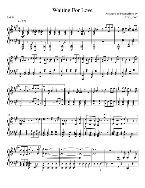 Piano Chords Chart, Learn Singing, Waiting For Love, Learn To Play Guitar, Piano Chords, Avicii, Piano Sheet, Free Sheet Music, Guitar Chords