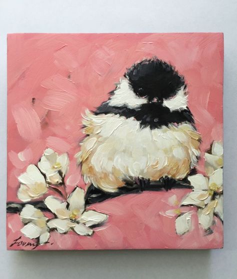 Chickadee Art, Bird Paintings, Chickadees, Arte Inspo, Daily Painting, Mini Canvas Art, Painting Art Projects, Birds Painting, Canvas Art Painting