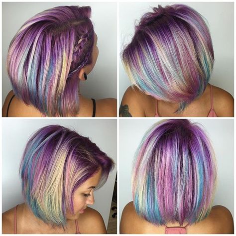 10 Colors That Will Make You Wish You Had Unicorn Hair | Paramount Beauty Bright Hair Colors Short, Unicorn Hair Color, Rainbow Hair Color, Candy Hair, Multicolored Hair, Bright Hair, Corte De Cabelo Masculino, Unicorn Hair, Short Hair Color