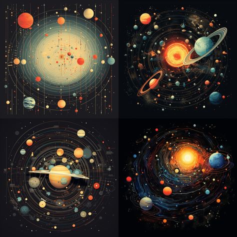 Midjourney Solar system creation in bold graphic illustration style --v 5.2 Fantasy Solar System, Solar System Graphic, Solar System Illustration, Solar System Art, Systems Art, Art Top, Illustration Style, Solar System, Astronomy