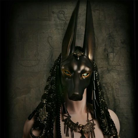 Anubis Mask Drawing, Anubis Headdress, Jackal Costume, Anubis Outfit, Anubis Cosplay, Anubis Costume, Pharaoh Mask, Egyptian Jackal, Egyptian Goddess Costume