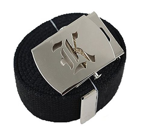 ACCmall Old English Initial "K" Canvas Military Web "Black" Belt Initial Canvas, Initial K, Initial R, Belt Without Buckle, Initial S, Web Belt, Game Dresses, Old English, Black Belt