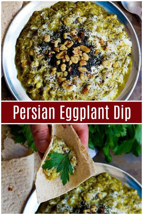 Bademjan Recipe, Kashke Bademjan, Persian Eggplant, Vegetarian Dip, Vegan Apps, Cooking Eggplant, Iranian Recipes, Iranian Cuisine, Eggplant Dip