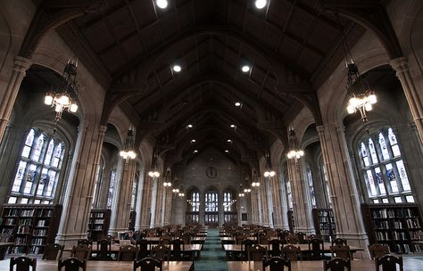 Pabst Library, Boston College by Luke Notsoblack, via Flickr Libraries Architecture, Interior Library, Claremont Mckenna College, Gothic Library, Hogwarts Library, University Marketing, Loyola University Chicago, Beautiful Libraries, Private Library