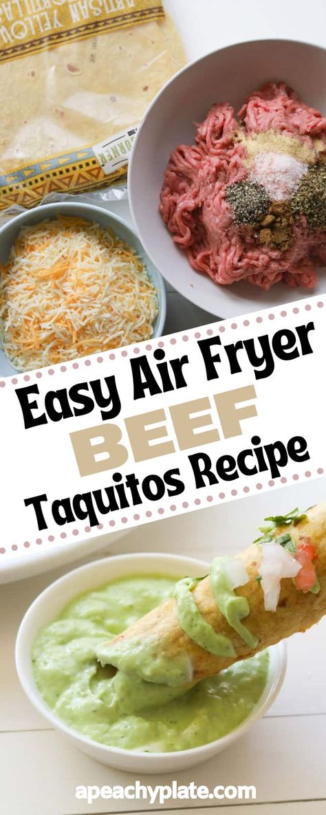 Ground Meat Air Fryer Recipes, Air Fryer Recipes With Tortillas, Easy Ground Beef Taquitos, Healthy Deep Fryer Recipes, Corn Tortillas Air Fryer, Air Fryer Tacos Flour Tortillas, Ground Beef Taquitos Air Fryer, Air Fryer Taquitos Beef, Air Fryer Tacos Corn Tortillas