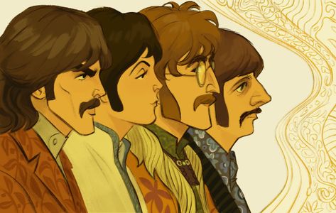 OOH! The Beatles In Color, The Beatles Art Drawing, The Beatles Art, The Beatles Cartoon Art, Ringo Starr Beatles Cartoon, The Beatles Cartoon, Beatles Drawing, Beatles Collection, Narrative Illustration