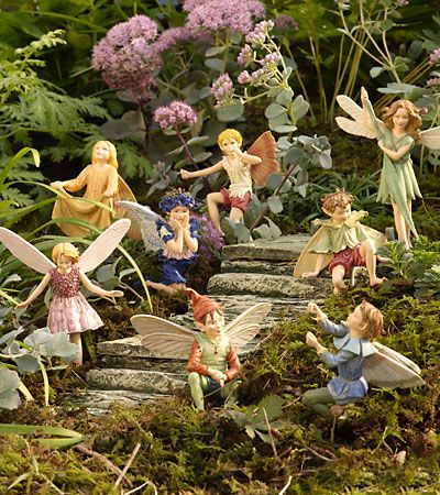 Little fairy figures for the girls to play with in the garden. Fairy Stuff, Fairy Village, 동화 삽화, Fairy Garden Designs, Fairy Furniture, Faeries Gardens, Mini Fairy Garden, Fairy Garden Houses, Fairy Figurines