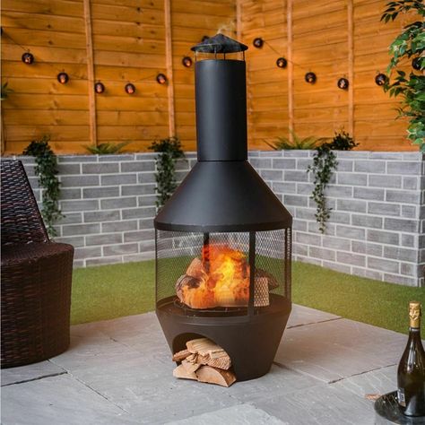 Garden Large Chiminea Outdoor Patio Log Burner Fire Pit | Etsy Chiminea Fire Pit, Fire Pit Grate, Burn Wood, Large Fire Pit, Wood Fire Pit, Fire Pit Bowl, Steel Fire Pit, Patio Fire Pit, Garden Bbq