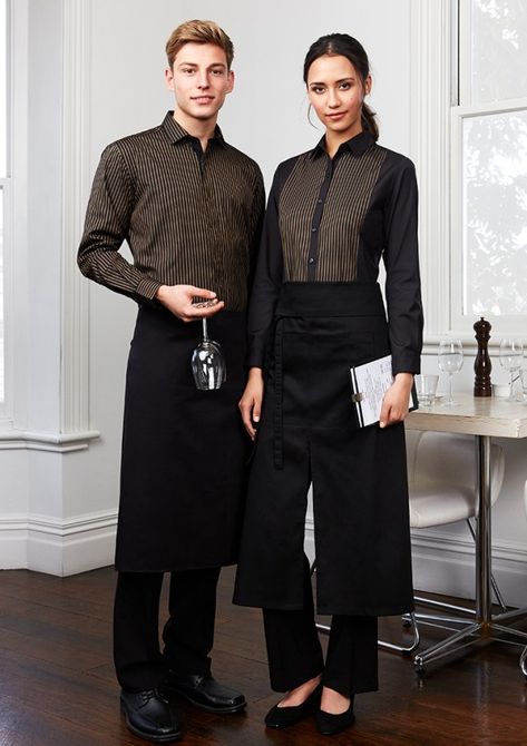 Waiter Outfit Restaurants, Waiter Uniform Design, Bartender Uniform, Bar Uniform, Waitress Outfit, Cafe Uniform, Chef Uniforms, Waiter Uniform, Employee Uniform