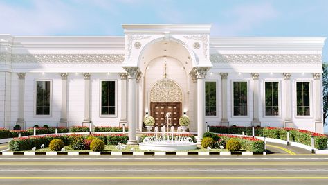 Wedding palace _ Women Entrance _ K.S.A _ Tulip Design on Behance Modern Palace, Palace Entrance, Entrance Landscaping, Hall Designs, Conference Hall, Event Hall, Architecture Model House, Colourful Living Room, Graduation Project