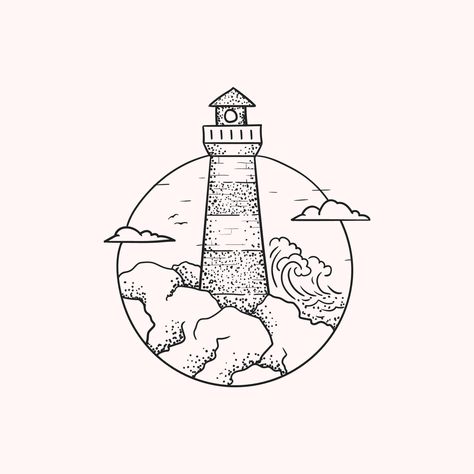 The Lighthouse Tattoo, Lighthouse Tattoo Meaning, Traditional Lighthouse Tattoo, 2023 Pedicure, Lighthouse Drawing, Island Tattoo, Kid Name Tattoo, One Line Tattoo, White Lighthouse