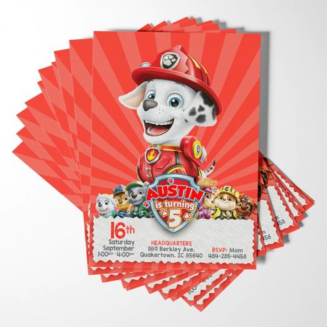 Make your little one’s special day unforgettable with our incredible Marshall Paw Patrol invitation! Marshall, the beloved puppy, takes center stage in this delightful design that will undoubtedly bring joy to your child’s face. WHY CHOOSE OUR MARSHALL INVITATION? * Customizable and Digital: Our invitation comes in aprintable format, allowing you to add your own personal details effortlessly. * Versatile Use: Whether it’s a birthday party, playdate, or any other fun event, our Marshall bir... Paw Patrol Marshall Birthday, Paw Patrol Invitation, Party Invitation Design, Marshall Paw Patrol, Fun Events, Center Stage, Birthday Party Supplies, Paw Patrol, Little One