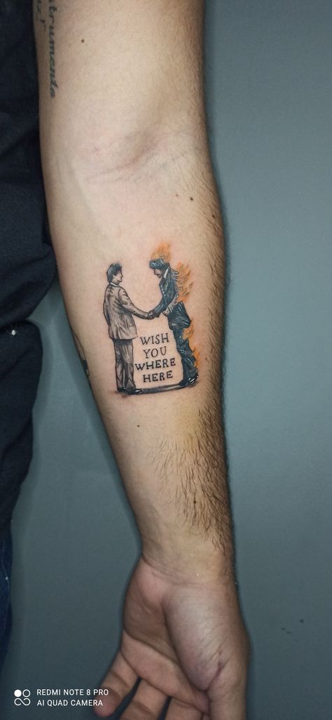 Rubber Soul Tattoo, 70s Rock Tattoo, Bitter Sweet Symphony Tattoo, 70s Music Tattoo, Pink Floyd Tattoo The Wall, The Show Must Go On Tattoo, Pink Floyd Wish You Were Here Tattoo, Pink Floyd Animals Tattoo, Sublime Tattoo Ideas