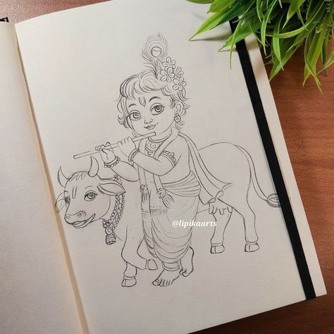 Baby Kanha Drawing, Pencil Art Drawings Krishna, Janmashtami Drawing Sketch, Drawing Of God Krishna, Indian Gods Drawing, Lord Krishna Sketch Pencil Easy, Lord Krishna Sketch Easy, Radha Krishna Sketch Easy, Gods Drawing Sketch