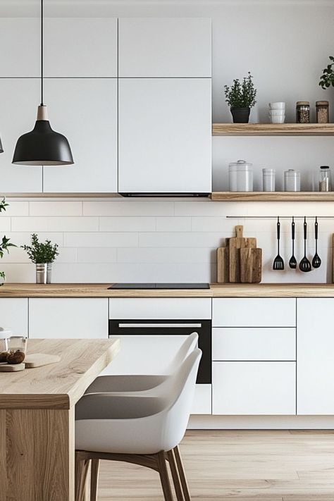 Create a functional and stylish Scandinavian kitchen with practical layouts and modern finishes. #ScandiKitchen #FunctionalDesign #MinimalistStyle Kitchen Ideas Nordic Style, Small Scandinavian Kitchen, Kitchen Design Scandinavian, Kitchen Scandinavian Style, Modern Scandinavian Kitchen, Nordic Style Kitchen, Kitchen Design Tips, Scandinavian Kitchens, Scandi Kitchen