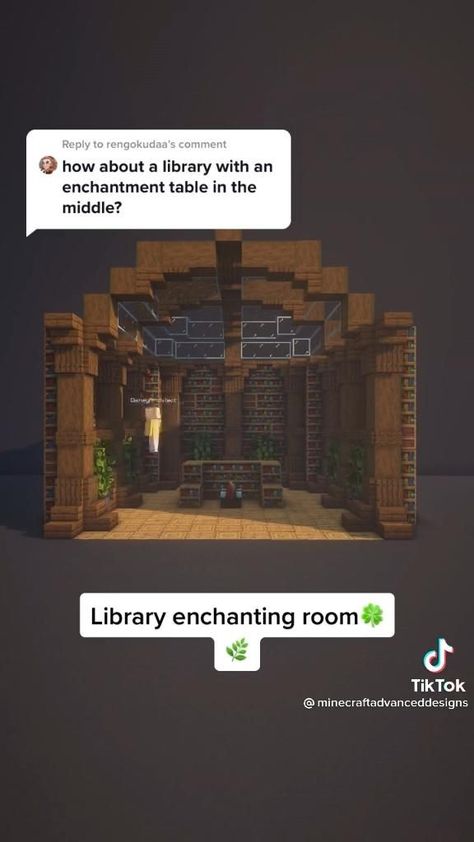 Cute Things To Build In Minecraft Survival, Minecraft Enchantment Building Ideas, Minecraft Aesthetic Library, Tower Interior Minecraft, Interior Design Minecraft House, Minecraft Library Tutorial, Minecraft Librarian Trading Hall, Minecraft Castle Room Ideas, How To Build A Castle In Minecraft