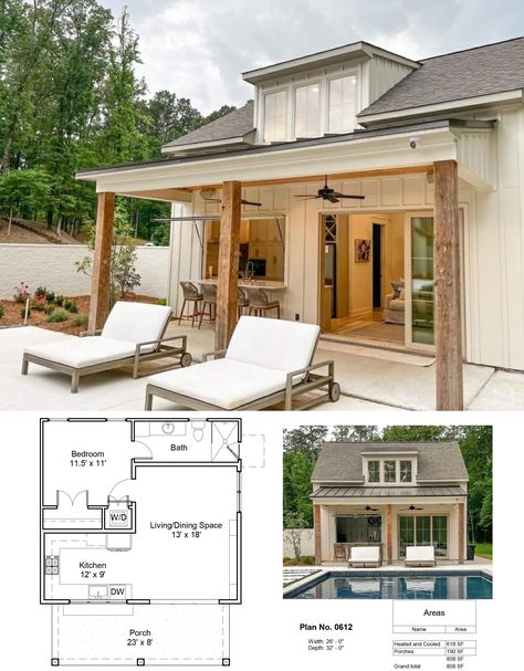 Pool House Shed And Pool House Combo, Modern Pool House Plans, Guest Pool House Ideas, Pool House Office Ideas, Guest House Ideas Floor Plans, Garage And Pool House Combo, Small Guest House Ideas Backyards, Pool House Addition, Unique Pool House Ideas