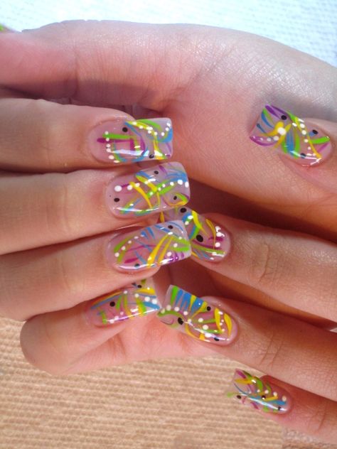 rainbow-wild-nail-art Rainbow Nails Design, Rainbow Nail, Crazy Nail Art, New Nail Designs, French Nail Art, Crazy Nails, French Nail, Get Nails, Rainbow Nails