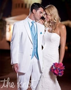 Jos. A. Bank White Troy Tuxedos - Jos. A. Bank White Troy Wedding Tuxedos. Orange instead of blue. Lavender Spring Wedding, Wedding Tux Ideas, Wedding Renewal Dress, Tuxedo Ideas, Blue Tux, Grooms Attire, White Tux, Wedding Tux, Discount Wedding Dresses