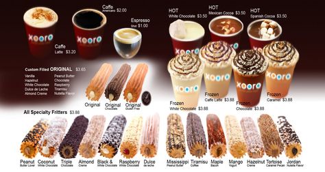 Churro Ideas, Churreria Ideas, Frozen Churros, Churro Dessert, Filled Churros, Almond Creme, Mexican Snacks, Bakery Kitchen, Chocolate Creme